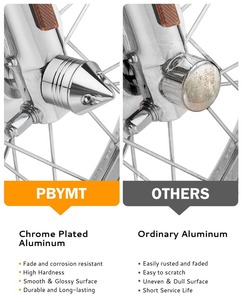 PBYMT Chrome Front Axle Nut Cover Cap CNC Aluminum Compatible for Harley Davidson Softail Touring Road King Street Glide Electra Glide Iron 883 Fat Boy 2002-2024 - Image 2